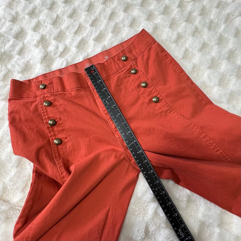 St Johns Bay Wide Leg Pants Womens 12 Orange Rust Sailor Buttons - Picture 6 of 9